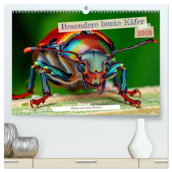 Besondere bunte Käfer (hochwertiger Premium Wandkalender 2026 DIN A2 quer) Kunstdruck in Hochglanz