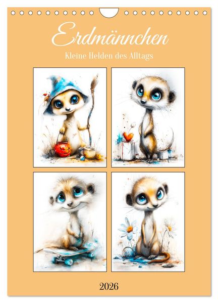 Erdmännchen. Kleine Helden des Alltags (Wandkalender 2026 DIN A4 hoch) CALVENDO Monatskalender