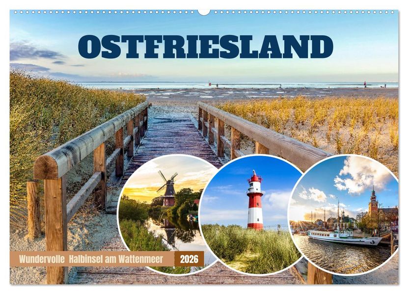 OSTFRIESLAND Wundervolle Halbinsel am Wattenmeer (Wandkalender 2026 DIN A2 quer) CALVENDO Monatskalender