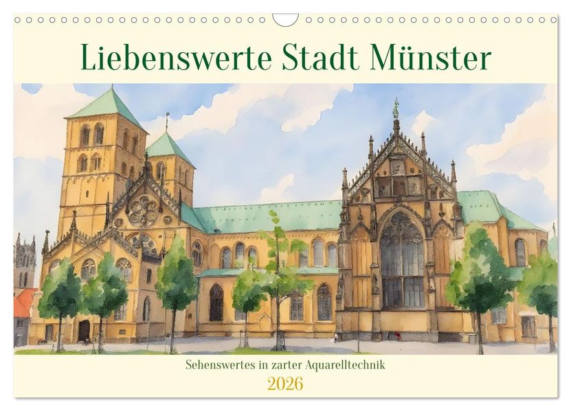 Liebenswerte Stadt Münster (Wandkalender 2026 DIN A3 quer) CALVENDO Monatskalender