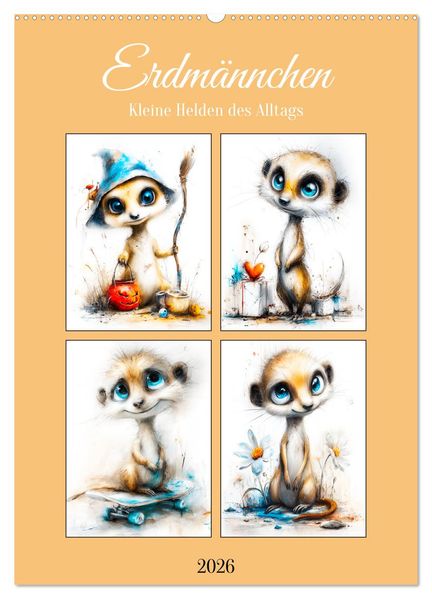 Erdmännchen. Kleine Helden des Alltags (Wandkalender 2026 DIN A2 hoch) CALVENDO Monatskalender