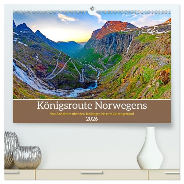 Königsroute Norwegens (hochwertiger Premium Wandkalender 2026 DIN A2 quer) Kunstdruck in Hochglanz
