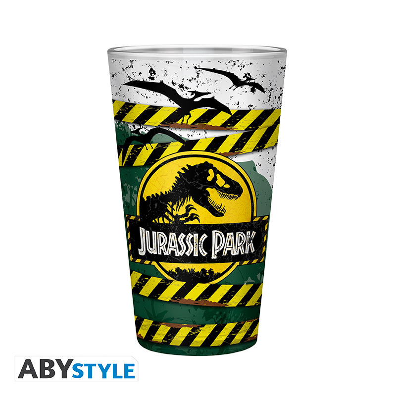 JURASSIC PARK - Large Glass - -Danger High Voltage -