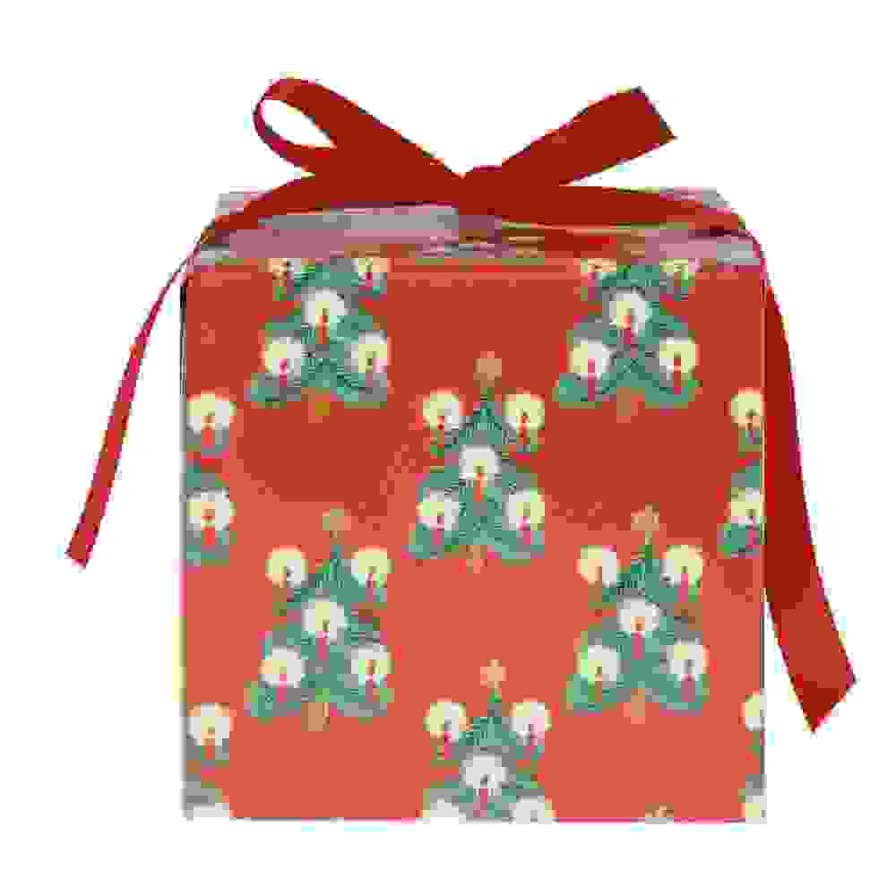 Geschenkpapier Tannenbäume Rot FSC MIX