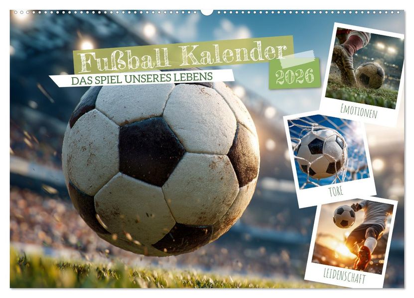 Fußball Kalender - Das Spiel unseres Lebens (Wandkalender 2026 DIN A2 quer) CALVENDO Monatskalender