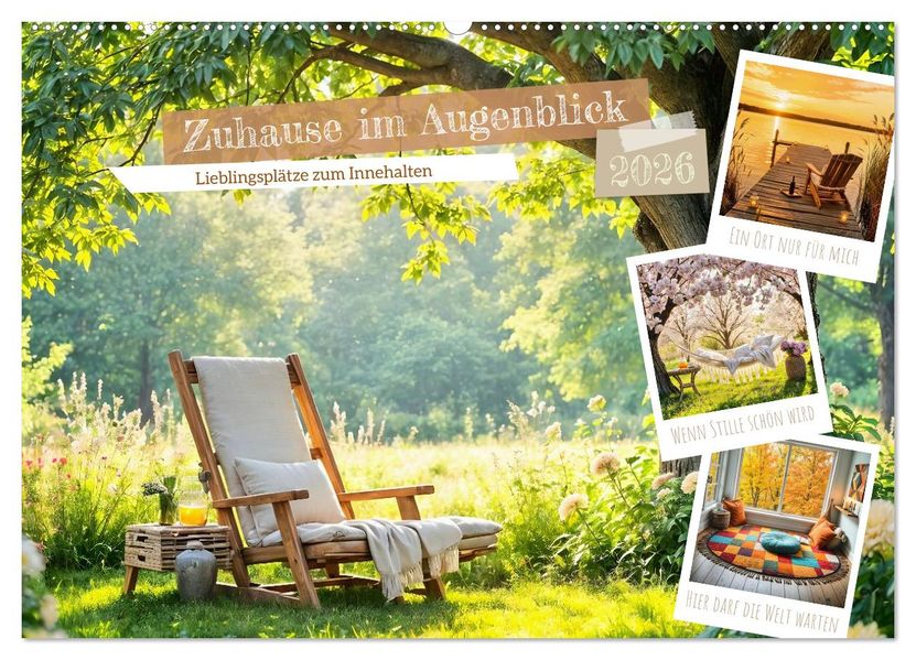 Zuhause im Augenblick - Lieblingsplätze zum Innehalten (Wandkalender 2026 DIN A2 quer) CALVENDO Monatskalender