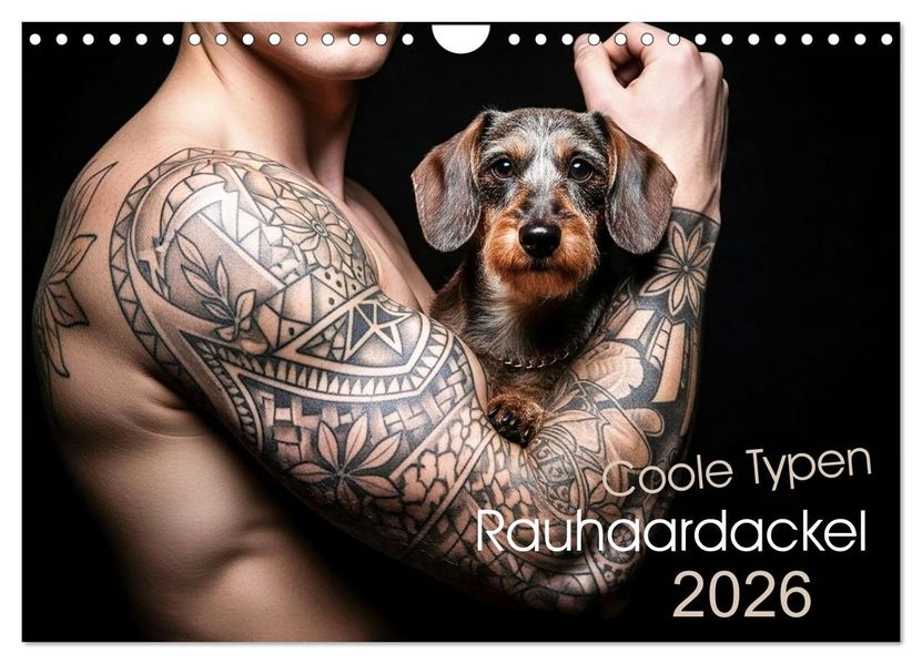 Coole Typen - Rauhaardackel (Wandkalender 2026 DIN A4 quer) CALVENDO Monatskalender