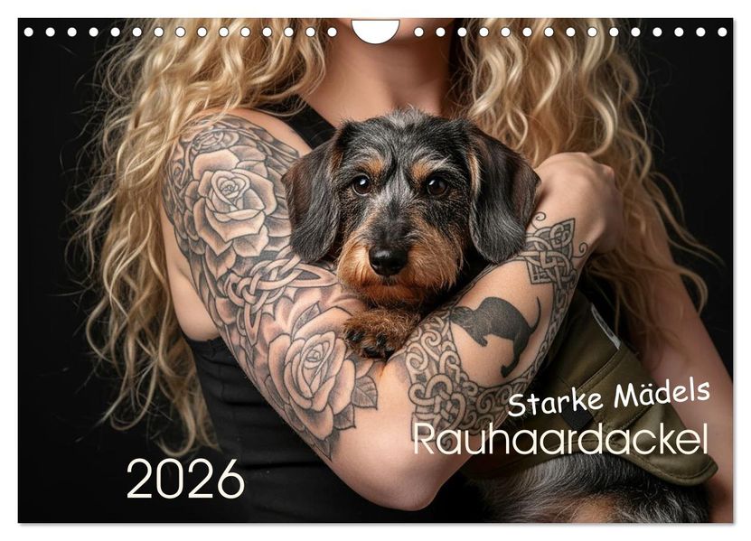 Starke Mädels - Rauhaardackel (Wandkalender 2026 DIN A4 quer) CALVENDO Monatskalender