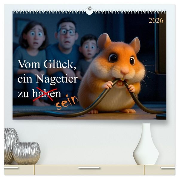 Vom Glück ein Nagetier zu sein (hochwertiger Premium Wandkalender 2026 DIN A2 quer) Kunstdruck in Hochglanz
