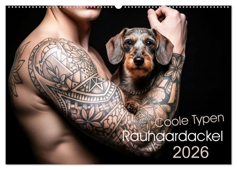 Coole Typen - Rauhaardackel (Wandkalender 2026 DIN A2 quer) CALVENDO Monatskalender