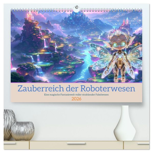 Zauberreich der Roboterwesen (hochwertiger Premium Wandkalender 2026 DIN A2 quer) Kunstdruck in Hochglanz