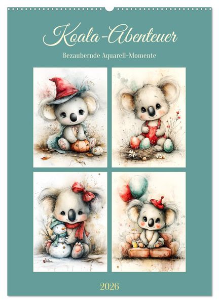 Koala-Abenteuer. Bezaubernde Aquarell-Momente (Wandkalender 2026 DIN A2 hoch) CALVENDO Monatskalender