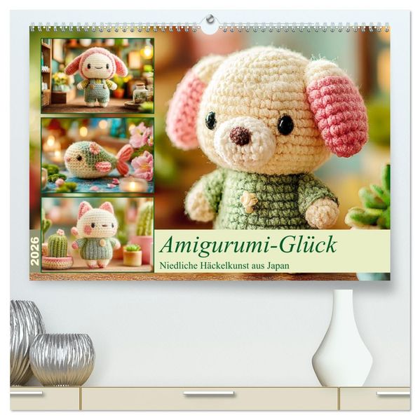 Amigurumi-Glück. Niedliche Häckelkunst aus Japan (hochwertiger Premium Wandkalender 2026 DIN A2 quer) Kunstdruck in Hochglanz