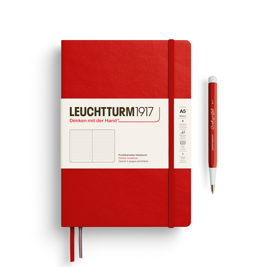 Leuchtturm1917 Notizbuch Medium (A5) Hardcover 251 Nummerierte Seiten Cherry Dotted