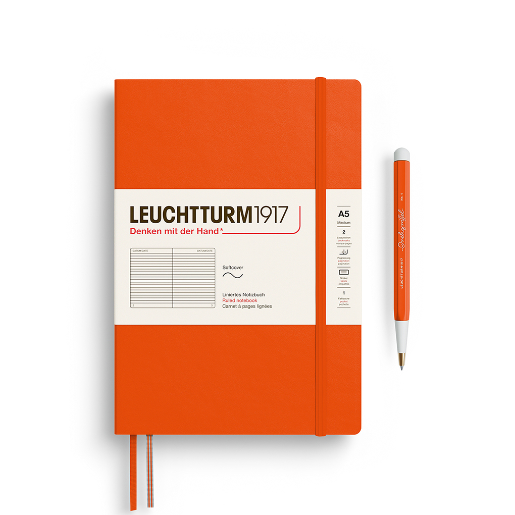 Leuchtturm1917 Notizbuch Medium (A5) Softcover 123 Nummerierte Seiten Pumpkin Liniert