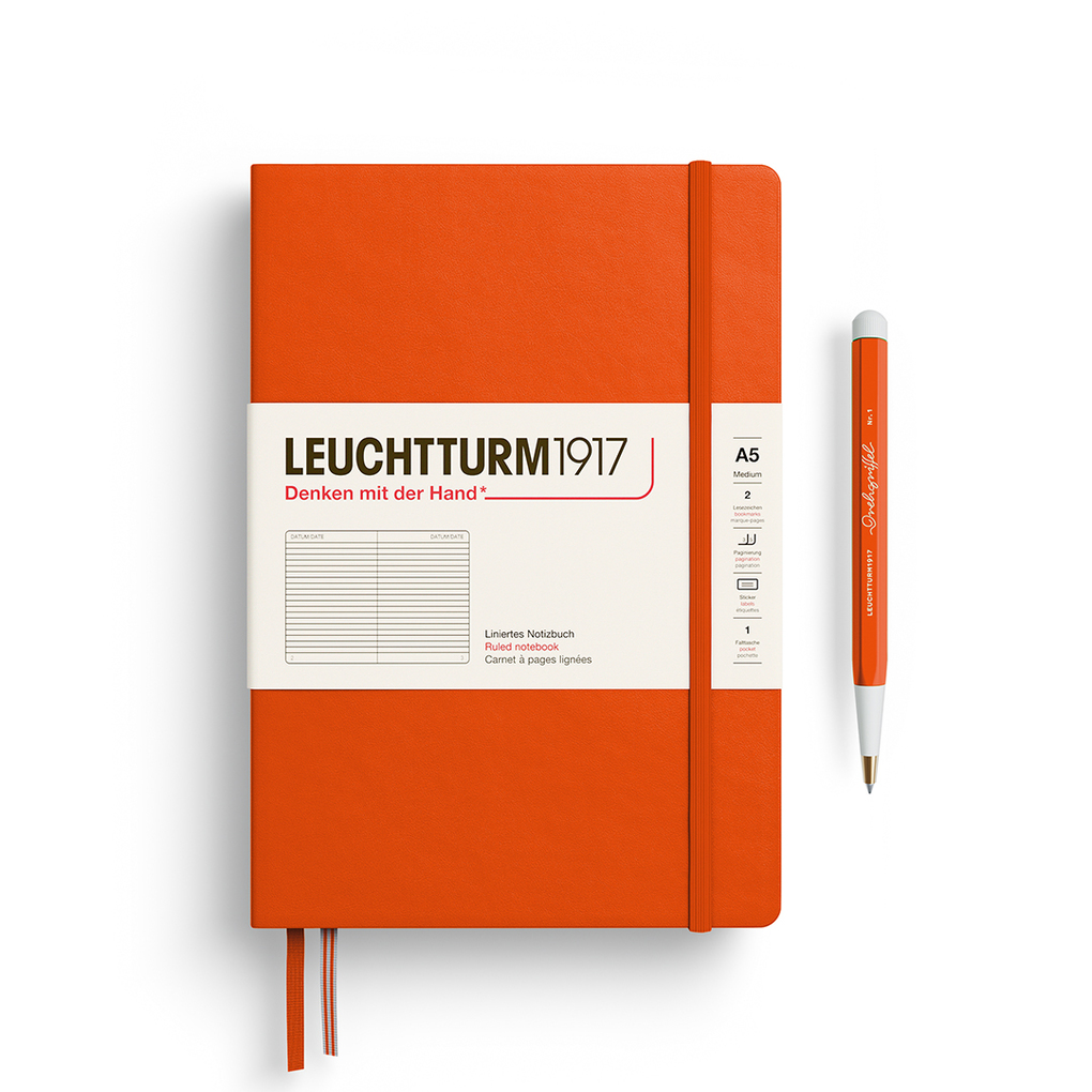 Leuchtturm1917 Notizbuch Medium (A5) Hardcover 251 Nummerierte Seiten Pumpkin Liniert