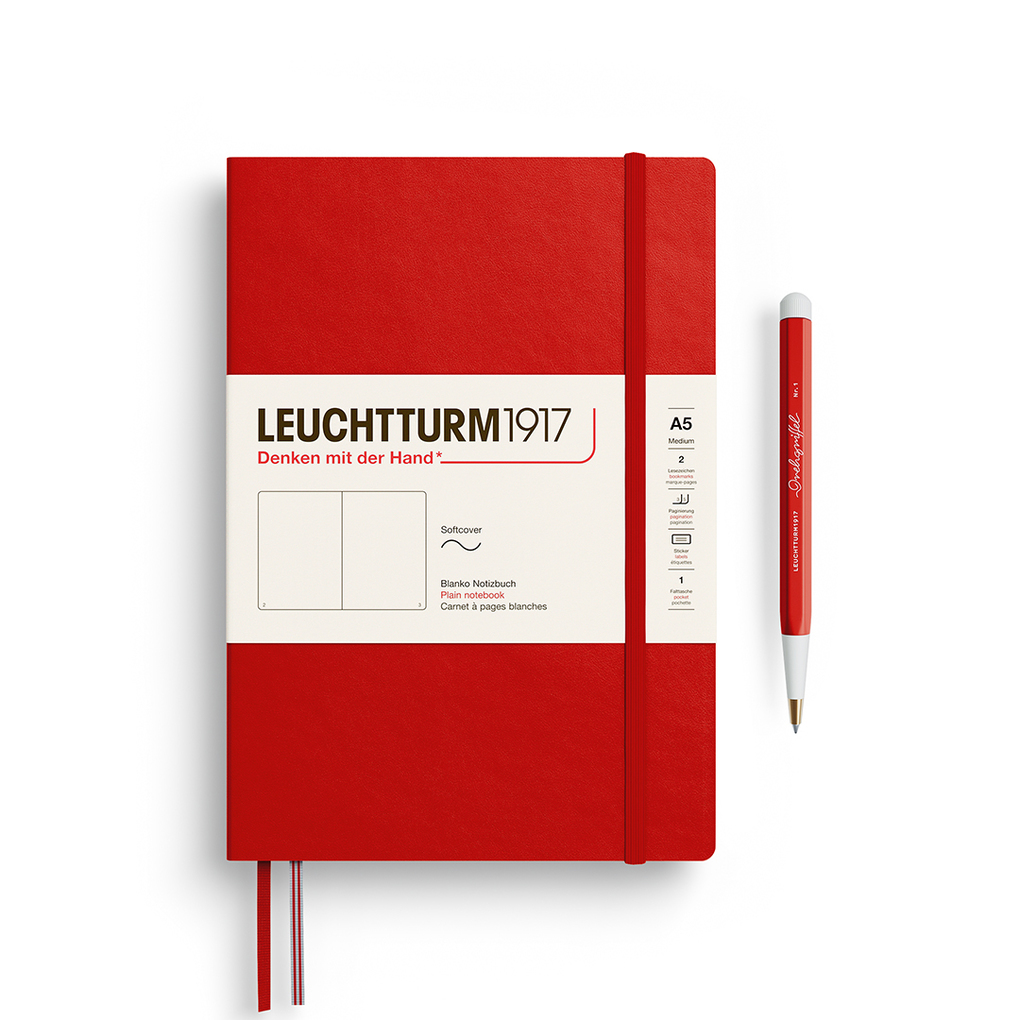 Notizbuch Medium (A5) Softcover 123 nummerierte Seiten Cherry blanko