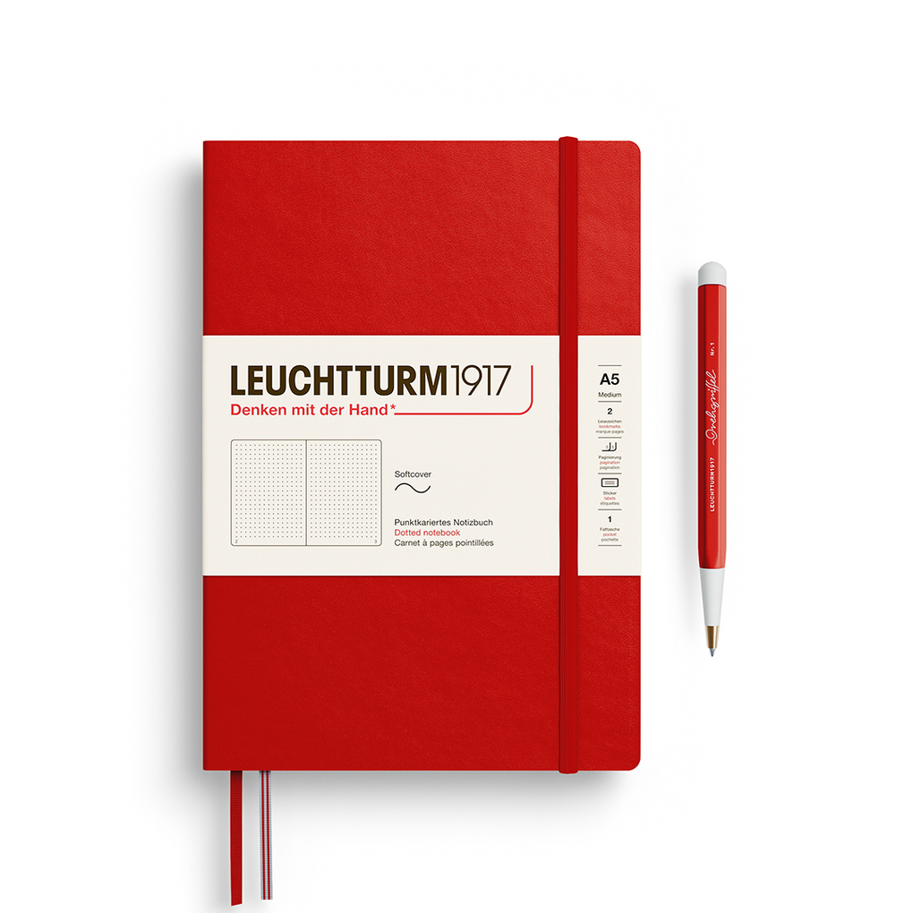 Leuchtturm1917 Notizbuch Medium (A5) Softcover 123 Nummerierte Seiten Cherry Dotted
