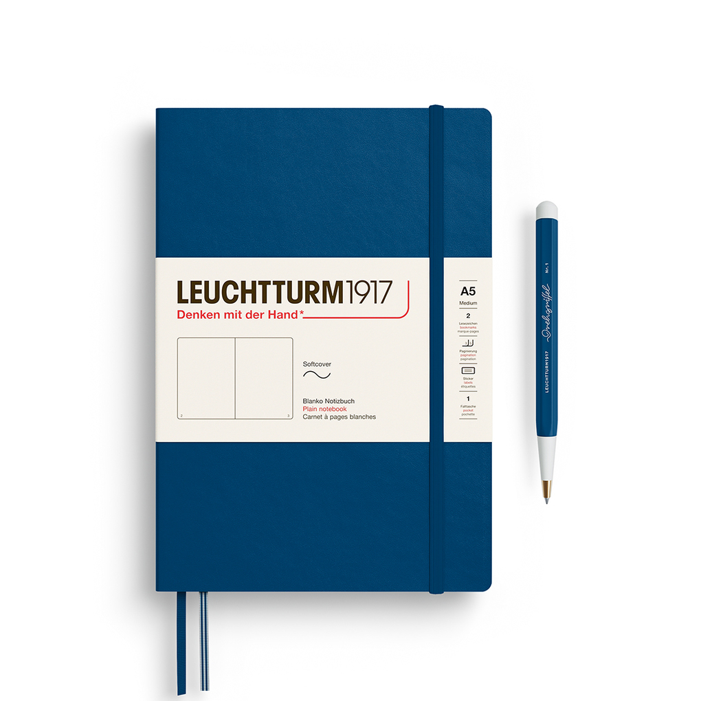 Notizbuch Medium (A5) Softcover 123 nummerierte Seiten Indigo blanko