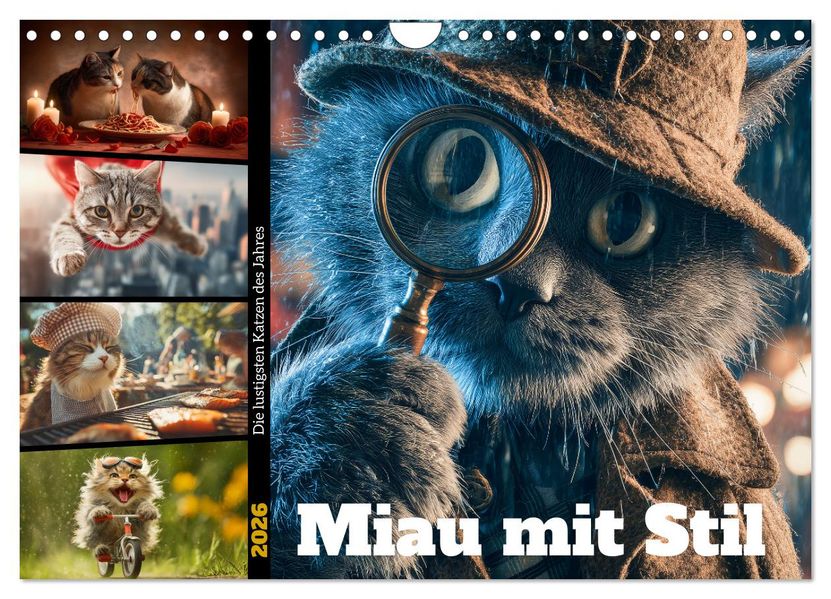 Miau mit Stil (Wandkalender 2026 DIN A4 quer) CALVENDO Monatskalender