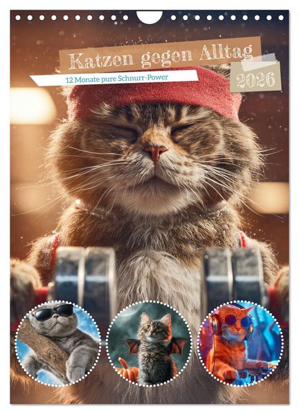 Katzen gegen Alltag (Wandkalender 2026 DIN A4 hoch) CALVENDO Monatskalender