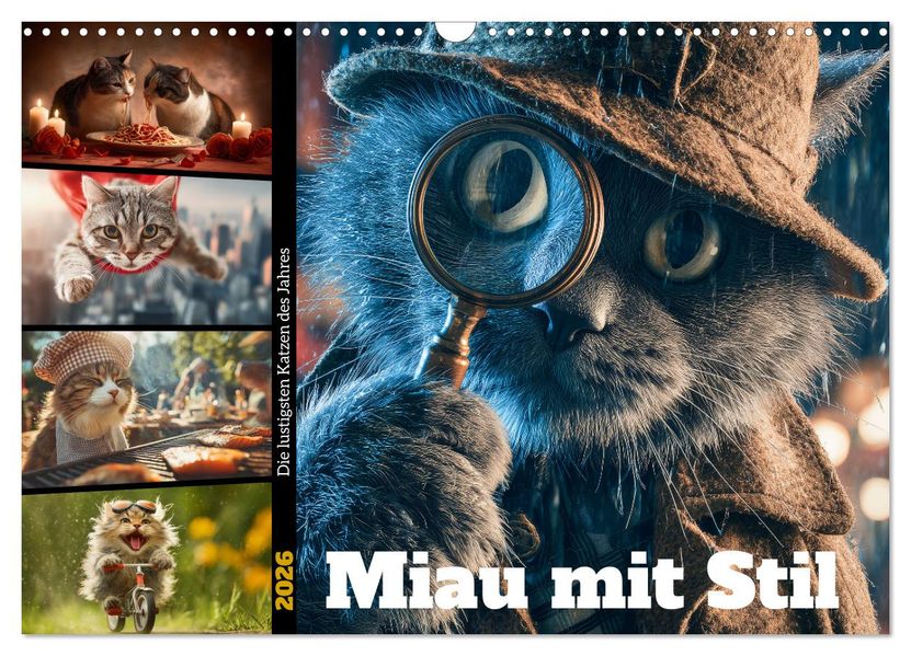 Miau mit Stil (Wandkalender 2026 DIN A3 quer) CALVENDO Monatskalender