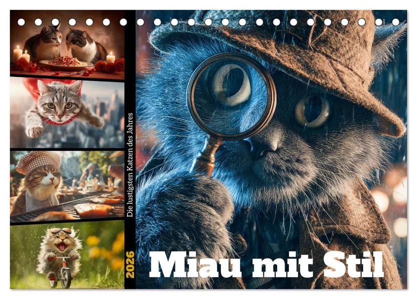 Miau mit Stil (Tischkalender 2026 DIN A5 quer) CALVENDO Monatskalender