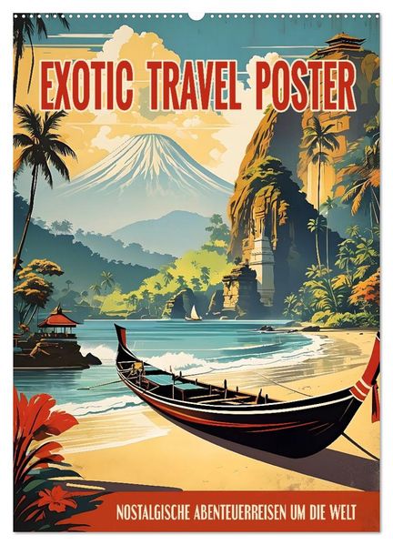 Exotic Travel Poster - nostalgische Abenteuerreisen um die Welt (Wandkalender 2026 DIN A2 hoch) CALVENDO Monatskalender