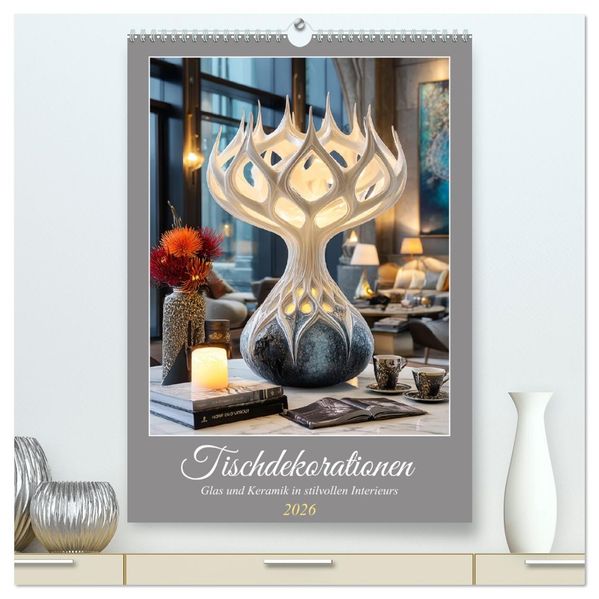 Tischdekorationen. Glas und Keramik in stilvollen Interieurs (hochwertiger Premium Wandkalender 2026 DIN A2 hoch) Kunstdruck in Hochglanz
