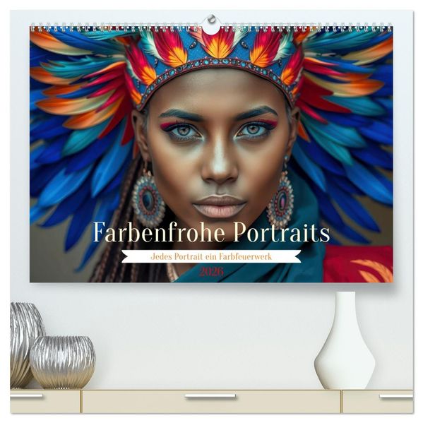Farbenfrohe Portraits (hochwertiger Premium Wandkalender 2026 DIN A2 quer) Kunstdruck in Hochglanz