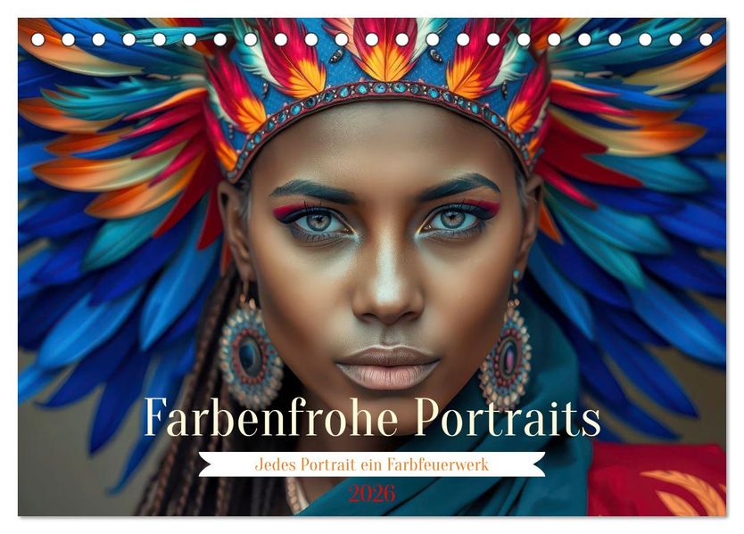 Farbenfrohe Portraits (Tischkalender 2026 DIN A5 quer) CALVENDO Monatskalender