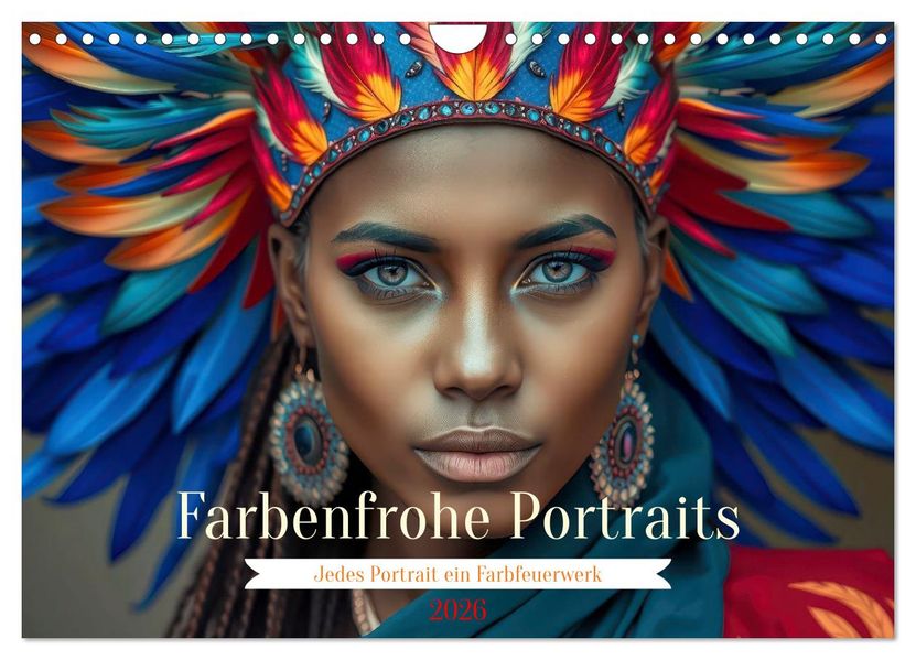 Farbenfrohe Portraits (Wandkalender 2026 DIN A4 quer) CALVENDO Monatskalender