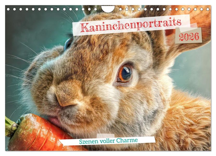 Kaninchenportraits - Szenen voller Charme (Wandkalender 2026 DIN A4 quer) CALVENDO Monatskalender