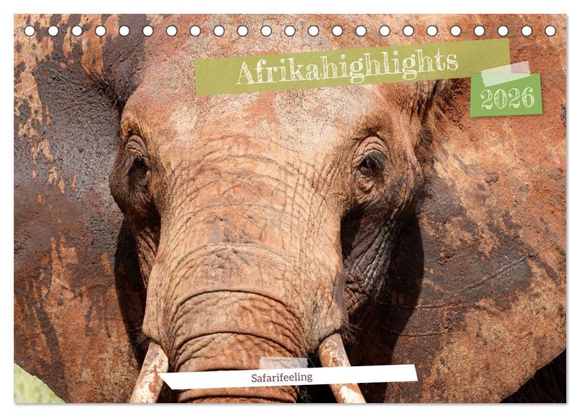 Afrikahighlights - Safarifeeling (Tischkalender 2026 DIN A5 quer) CALVENDO Monatskalender