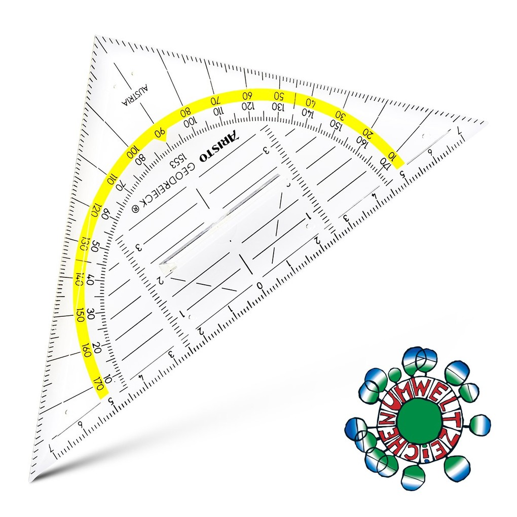 ARISTO Geodreieck 16 cm mit Griff Facette und Tuschenoppen