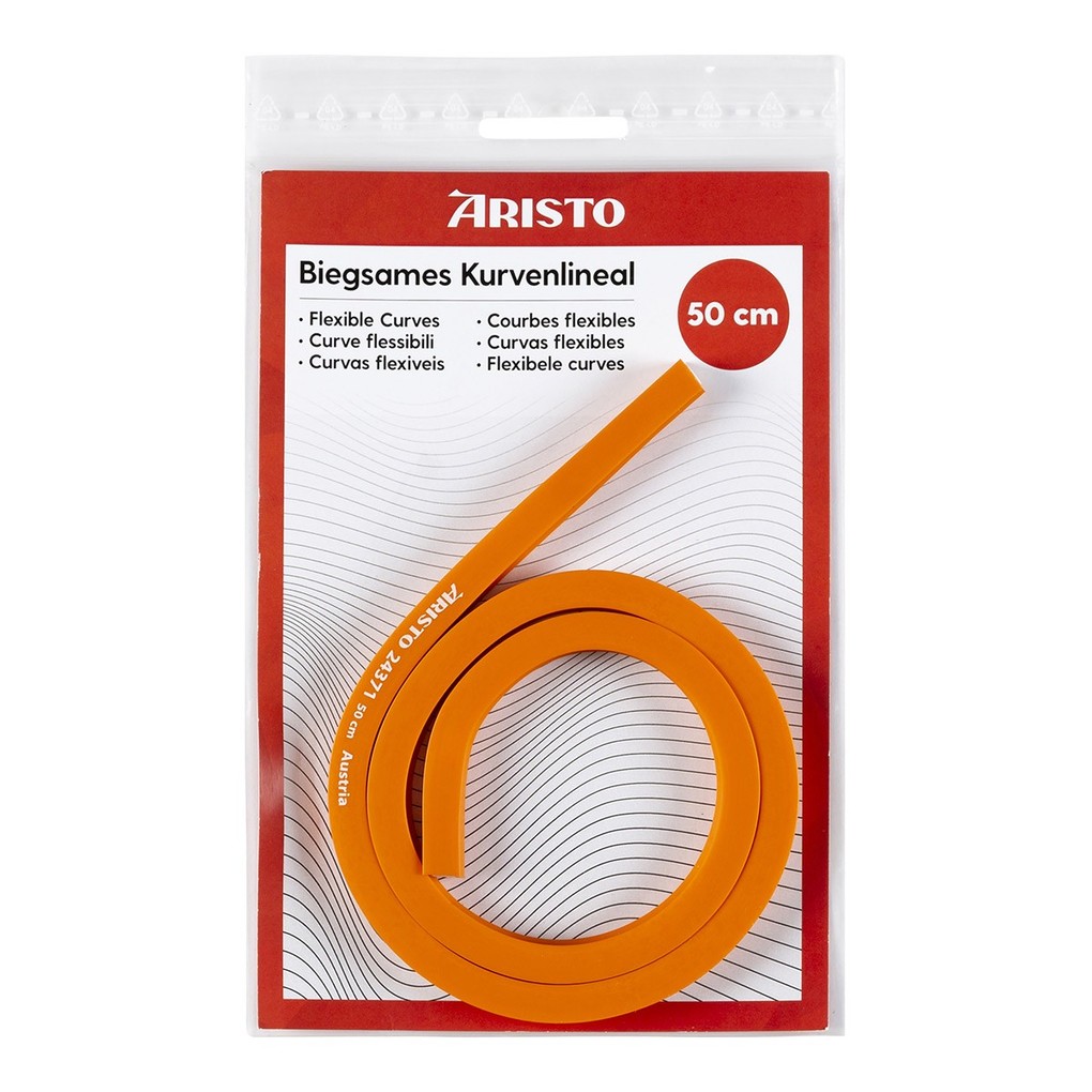 ARISTO Biegsames Kurvenlineal 50 cm orange Bleikern Tuschekante