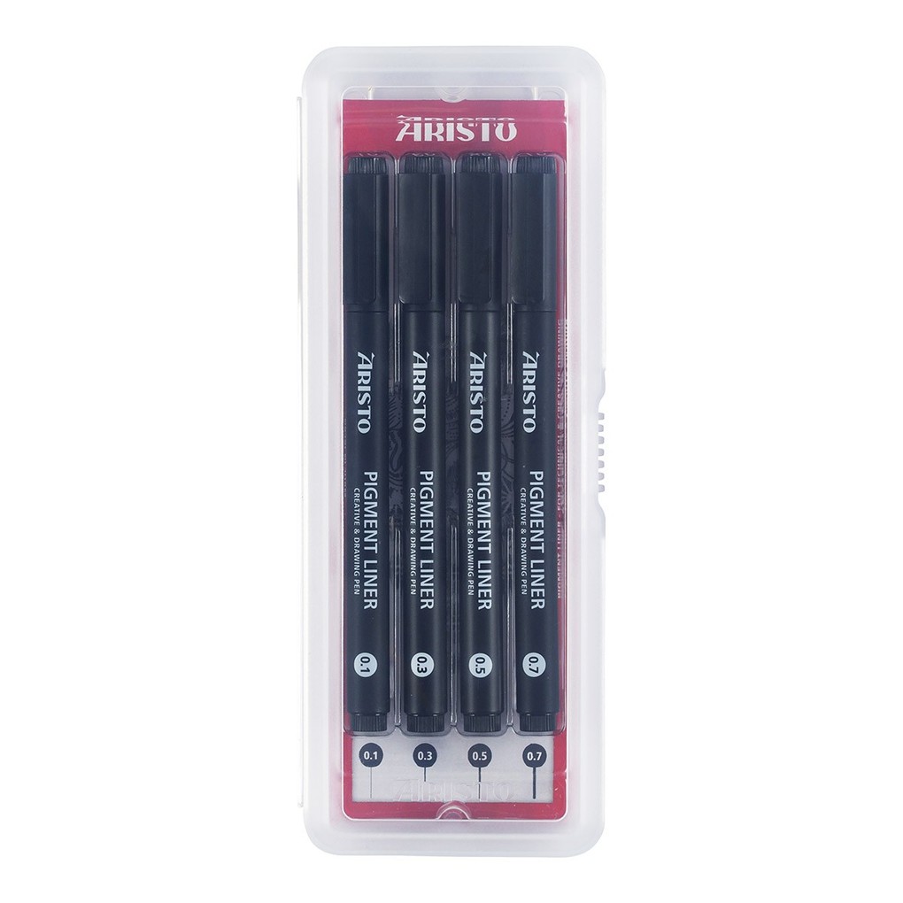 ARISTO Pigment Liner 4er-Set schwarz Stärken 0.1/0.3/0.5/0.7 mm