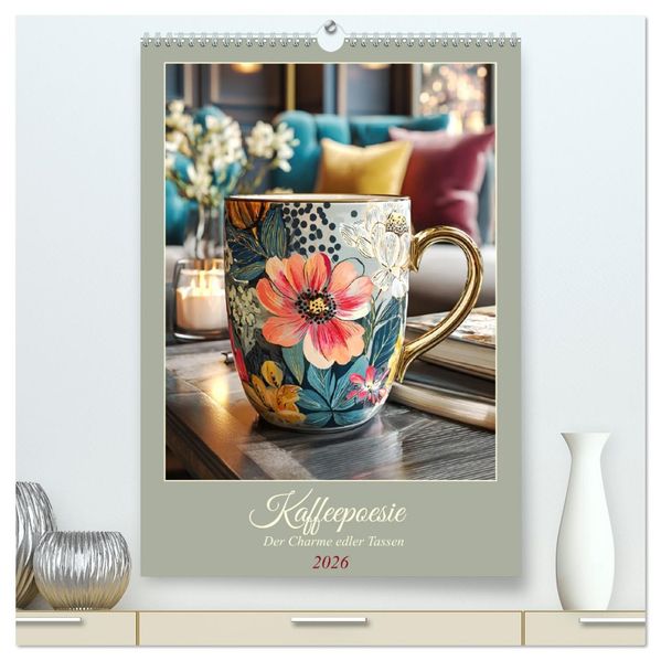 Kaffeepoesie. Der Charme edler Tassen (hochwertiger Premium Wandkalender 2026 DIN A2 hoch) Kunstdruck in Hochglanz