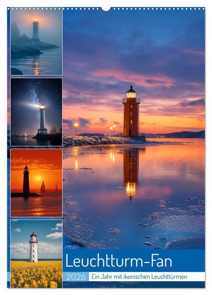 Leuchtturm-Fan (Wandkalender 2026 DIN A2 hoch) CALVENDO Monatskalender