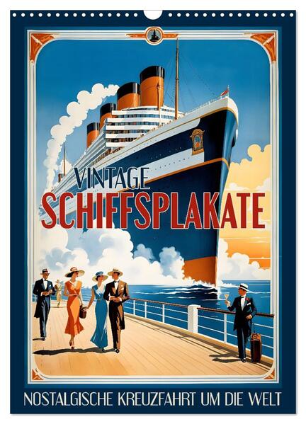 Vintage Schiffsplakate - nostalgische Kreuzfahrt um die Welt (Wandkalender 2026 DIN A3 hoch) CALVENDO Monatskalender