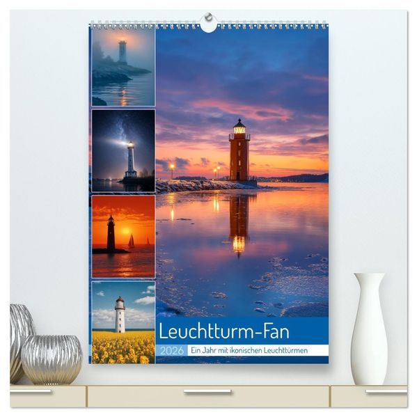 Leuchtturm-Fan (hochwertiger Premium Wandkalender 2026 DIN A2 hoch) Kunstdruck in Hochglanz