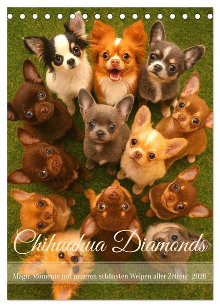 Chihuahua Diamonds - Magic Moments mit unseren schönsten Welpen aller Zeiten (Tischkalender 2026 DIN A5 hoch) CALVENDO Monatskalender