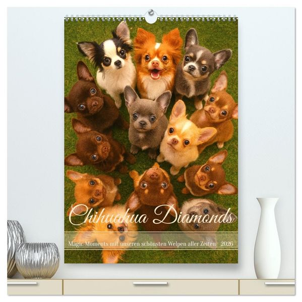 Chihuahua Diamonds - Magic Moments mit unseren schönsten Welpen aller Zeiten (hochwertiger Premium Wandkalender 2026 DIN A2 hoch) Kunstdruck in Hochglanz