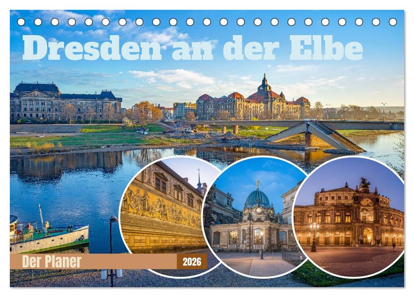 Dresden an der Elbe - Der Planer (Tischkalender 2026 DIN A5 quer) CALVENDO Monatskalender