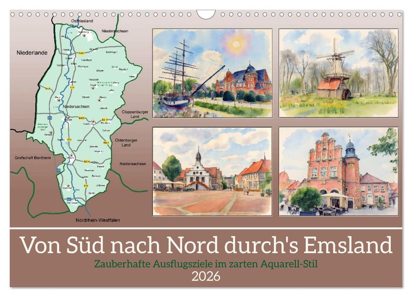 Von Süd nach Nord durch's Emsland (Wandkalender 2026 DIN A3 quer) CALVENDO Monatskalender