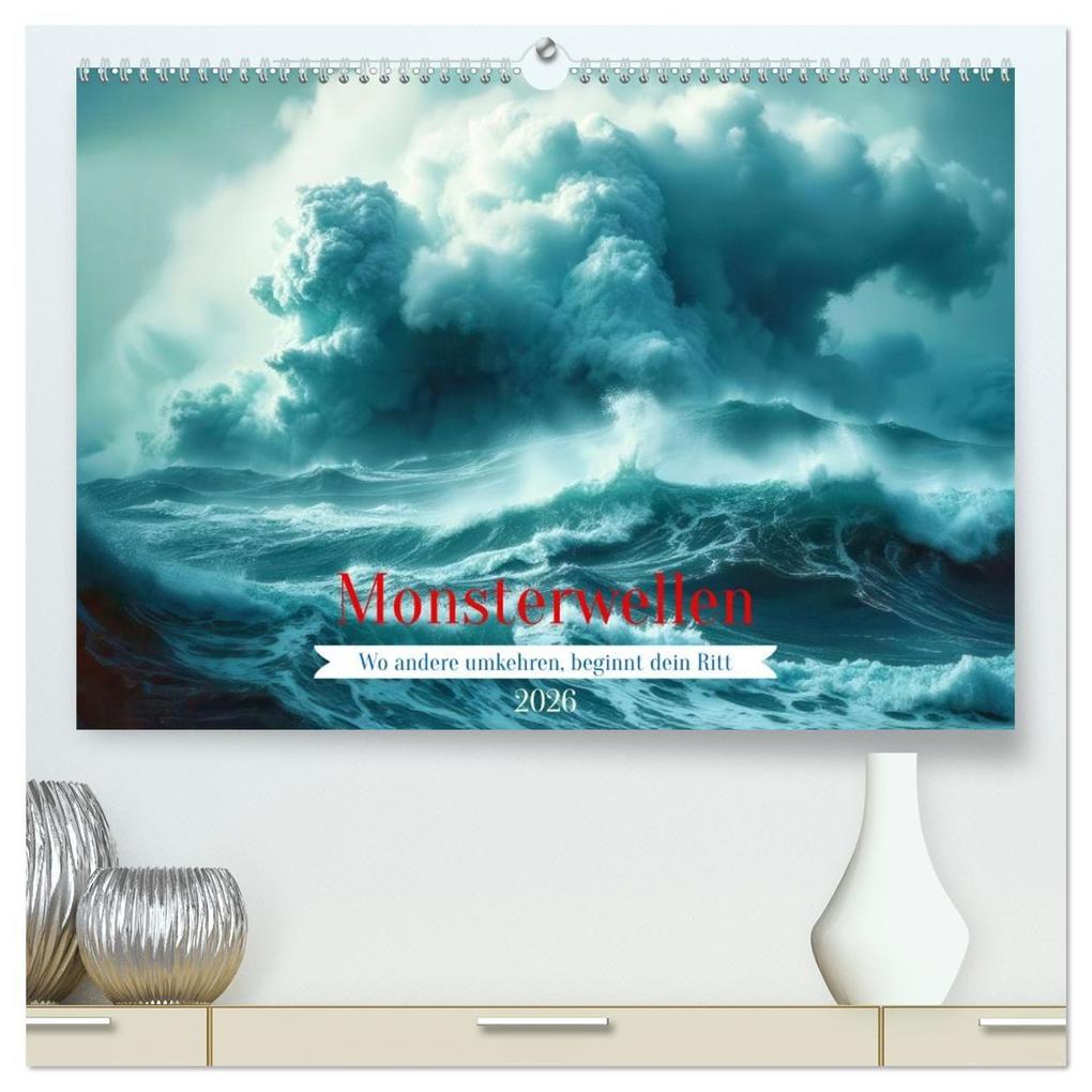 Monsterwellen (hochwertiger Premium Wandkalender 2026 DIN A2 quer) Kunstdruck in Hochglanz