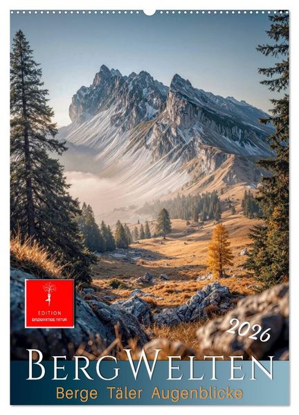 Bergwelten - Berge Täler Augenblicke (Wandkalender 2026 DIN A2 hoch) CALVENDO Monatskalender
