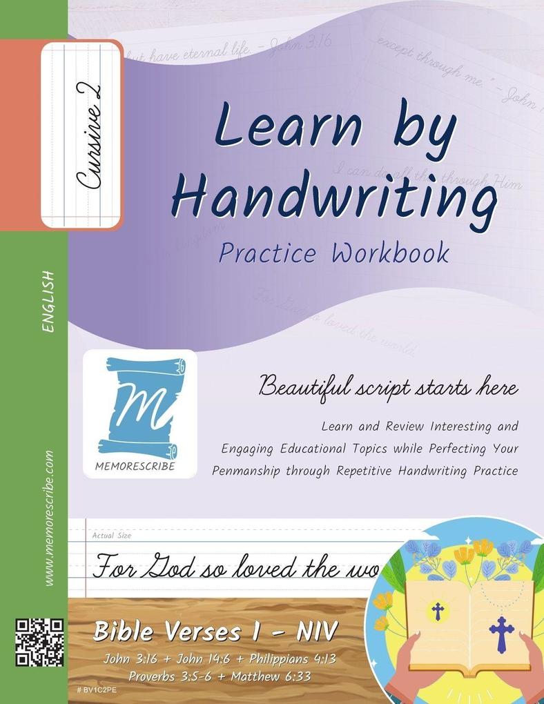 Handwriting Practice Workbook - Bible Verses 1 - NIV - Cursive Level 2