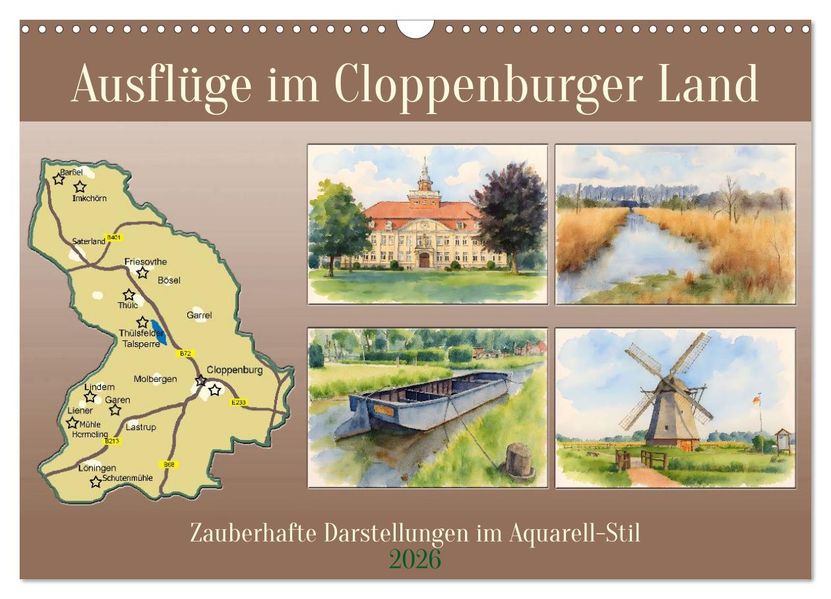 Ausflüge im Cloppenburger Land (Wandkalender 2026 DIN A3 quer) CALVENDO Monatskalender