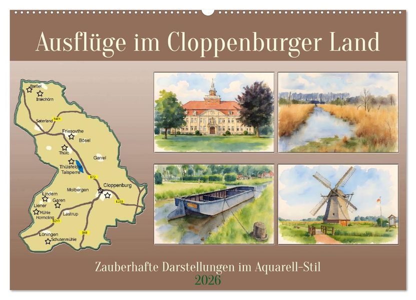 Ausflüge im Cloppenburger Land (Wandkalender 2026 DIN A2 quer) CALVENDO Monatskalender